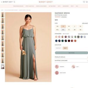 Birdy Grey Gwennie Bridesmaid Dress in Sea Glass Chiffon Size S